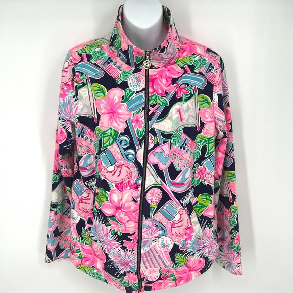 Lilly Pulitzer Womens Honda Classic PGA Golf Full Zip Jacket Pink Print Size M - Picture 1 of 9